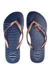 Havaianas Women Slim Nautical Navy Blue Rose Gold In Multi