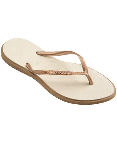 Havaianas Women's Slim Point Round Toe Sandals In Rose Gold,beige