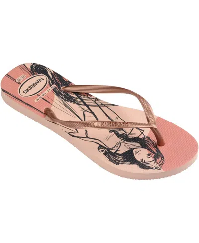 Havaianas Women's Slim Princess Slip On Sandals In Ballet Rose,golden Blush,rosa
