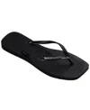 Havaianas Women's Slim Square Logo Metallic Sandals In Black,silver