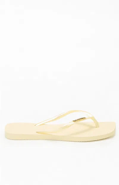 Havaianas Women's Slim Square Metallic Sandals In Yellow