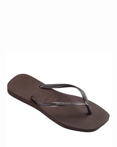 Havaianas Women's Slim Square Toe Slip On Flip Flop Sandals In Brown