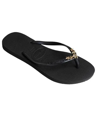 Havaianas Women's Slim Stars Round Toe Sandals In Black