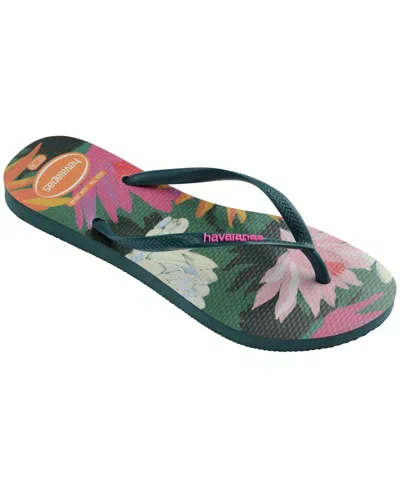 Havaianas Women's Slim Summer Slip On Sandals In Pantanal Green
