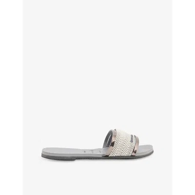 Havaianas Womens Steel Grey You Trancoso Logo-embossed Rubber Sandals
