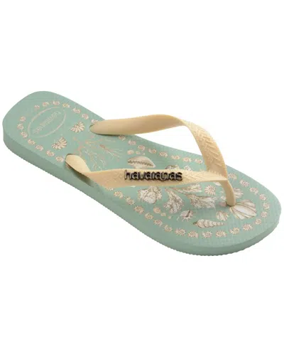 Havaianas Women's Top Tropicalia Slip On Sandals In Coast Green