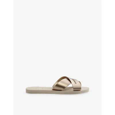 Havaianas Womens Aqua Cross-strap Rubber Flip Flops Beige
