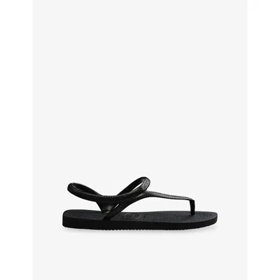 HAVAIANAS WOMENS BLACK FLASH URBAN RUBBER SANDALS