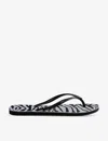 Havaianas Womens Black Slim Zebra-print Rubber Flip-flops In Black