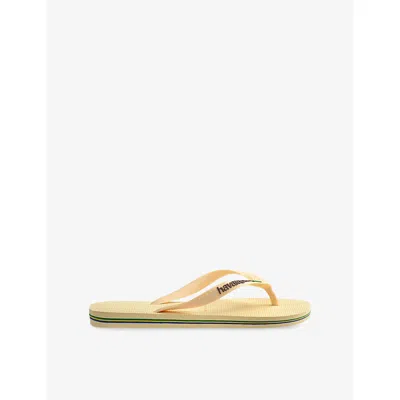 Havaianas Womens Brasil Rubber Flip-flops Buttercream In Animal Print