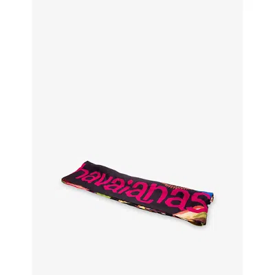 Havaianas Womens Canga Tropicalia Vibes Ii Beach Towel Black