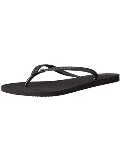 Havaianas Womens Embellished Flat Flip-flops In Black