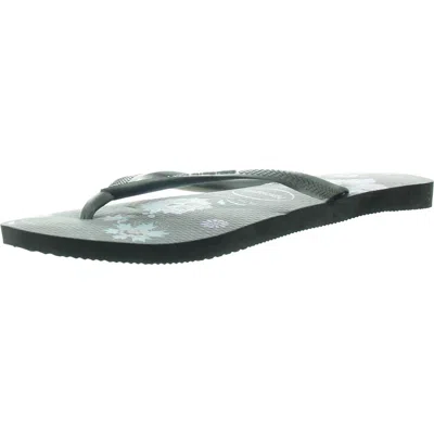 Havaianas Womens Embellished Manmade Flip-flops In Black