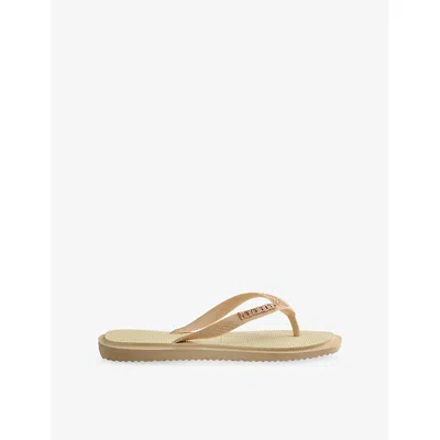 HAVAIANAS WOMENS GOLDEN SLIM SQUARE RUBBER FLIP-FLOPS