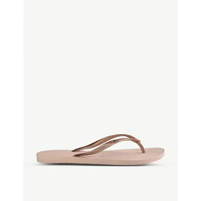 Havaianas Logo-embossed Rubber Flip-flops In Slim Ballet Rose