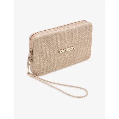 Havaianas Womens Mini Plus Glitter Silicone Bag Golden In Neutral