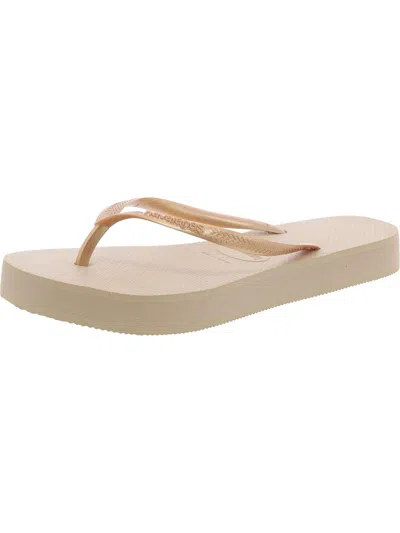 Havaianas Womens Open Toe Slip On Thong Sandals In Gold