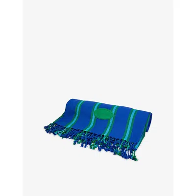 Havaianas Womens Pareo Striped Cotton Beach Towel Marine Blu In Marine Blue