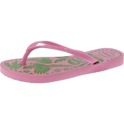 Havaianas Womens Pattern Rubber Thong Sandals In Pink Lemonade