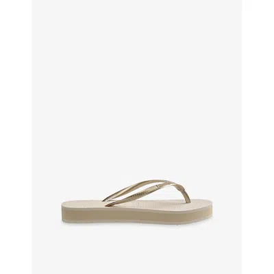 Havaianas Womens Slim Flatform Rubber Flip-flops Beige
