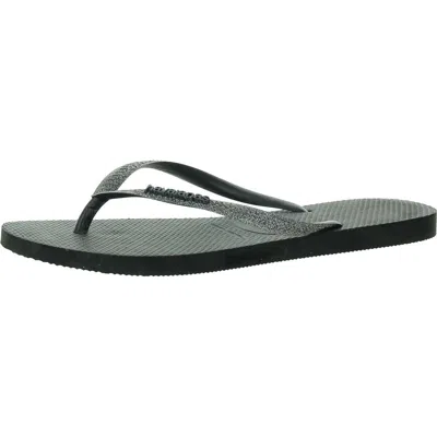 Havaianas Womens Grey Slim Sparkle Ii Rubber Flip Flops In Multi