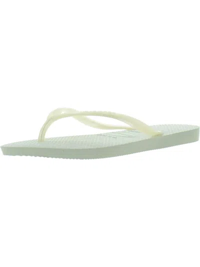 Havaianas Womens Textured Flat Flip-flops In White