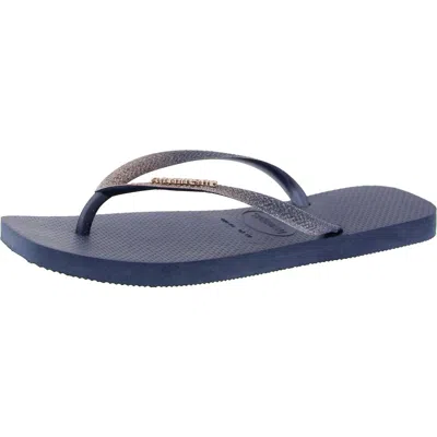 Havaianas Womens Thong Logo Flip-flops In Blue