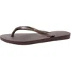 Havaianas Slim Logo Metallic Flip Flops Dark Brown In Multi