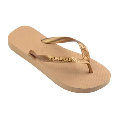 Havaianas Womens Top Logo Metallic Flip-flops In Gold