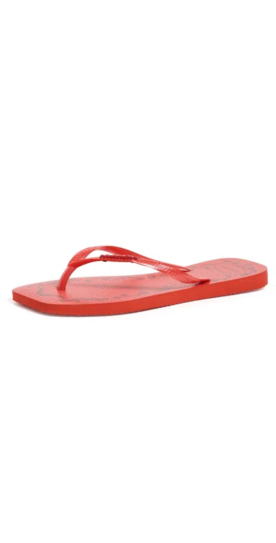 Havaianas X Devil Wears Prada Slim Square Flip Flops Red