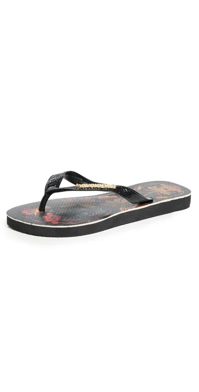 Havaianas X Farm Rio Jardim Flip Flops Black