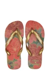 Havaianas X Farm Rio Parrot Floral Flip Flop In Pantanal Green/ Red