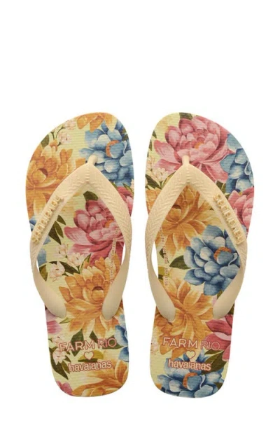 Havaianas X Farm Rio Rebecca Flip Flop In Yellow