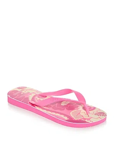 Havaianas X Farm Rio Women's Flip Flops In Pink Flux