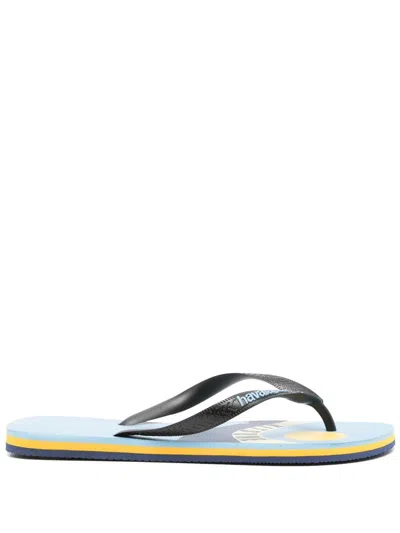 Havaianas X Maison Kitsuné Logo-embossed Flip Flops In Blue