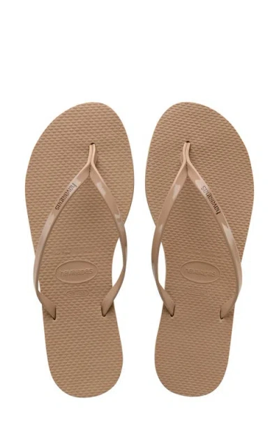 Havaianas You Flip Flop In Rose Gold/gold
