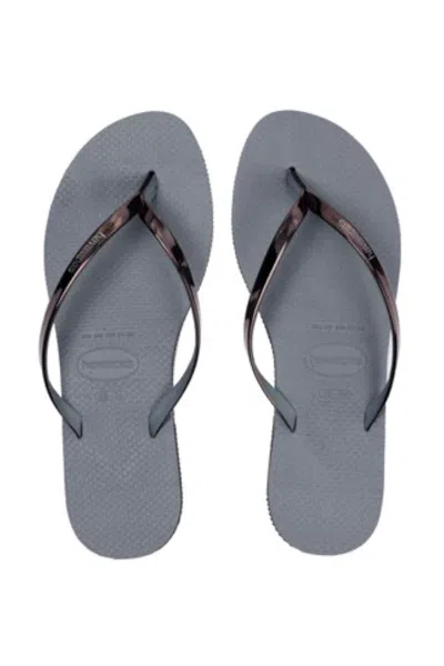 Havaianas You Metallic Grey Steel/metallic Graphite In Gold