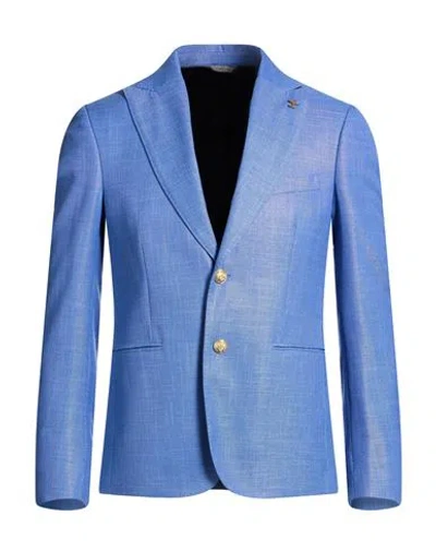 Havana & Co. Man Blazer Light Blue Size 40 Polyester, Viscose, Elastane