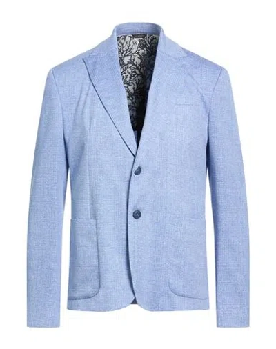 Havana & Co. Man Blazer Light Blue Size 42 Viscose, Polyester, Elastane