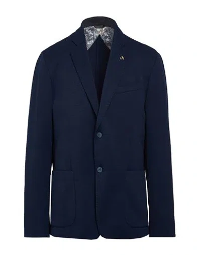 Havana & Co. Man Blazer Navy Size 50 Polyester, Elastane In Blue