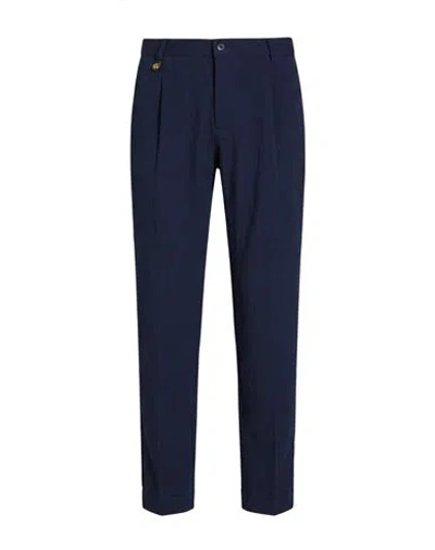 Havana & Co. Man Pants Navy Size 38 Polyester, Acetate, Cotton, Polyamide, Elastane In Blue