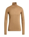 Havana & Co. Man Turtleneck Camel Size S Merino Wool, Acrylic In Brown