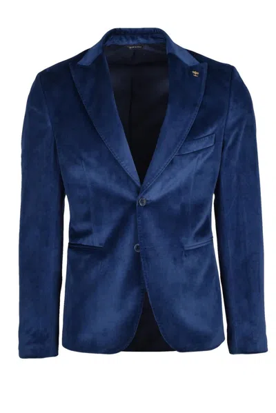 Havana & Co. Velvet Double-breasted Jacket - Blue