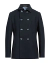 Havana & Co. Man Coat Midnight Blue Size 46 Polyester, Viscose, Wool In Blue