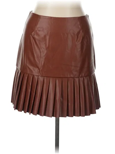Pre-owned Have Faux Leather Skirt In Brown
