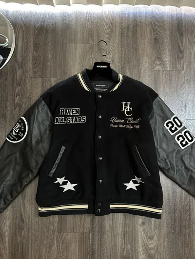 Pre-owned Haven 2021  Court Anniversary Varsity Jacket Large In Black