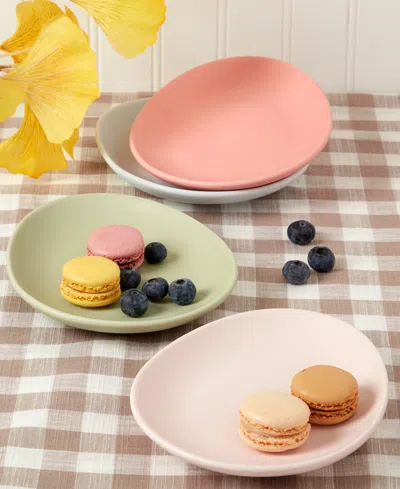 Haven 7" Egg Shaped Stoneware Plates, Set Of 4 In Assorted