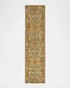 Haven & Loom Damask On Blue Hand-knotted Oushak Rung, 3' X 10'