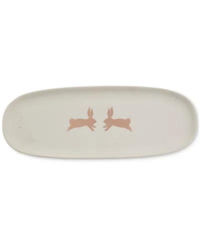 Haven Easter Bunny 14.5" Narrow Serving Tray In Natural With Black Speckles