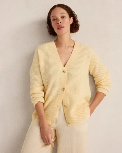 Haven Cashmere Shaker Stitch Cardigan In Yellow